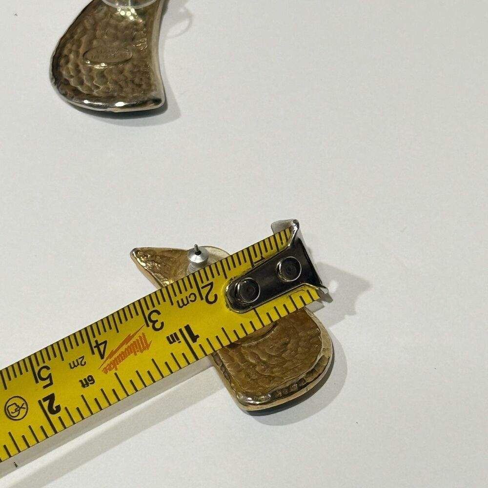 Vintage Enamel Teardrop Earrings Gold Tone Purple Green Blue Abstract Art - Picture 15 of 16